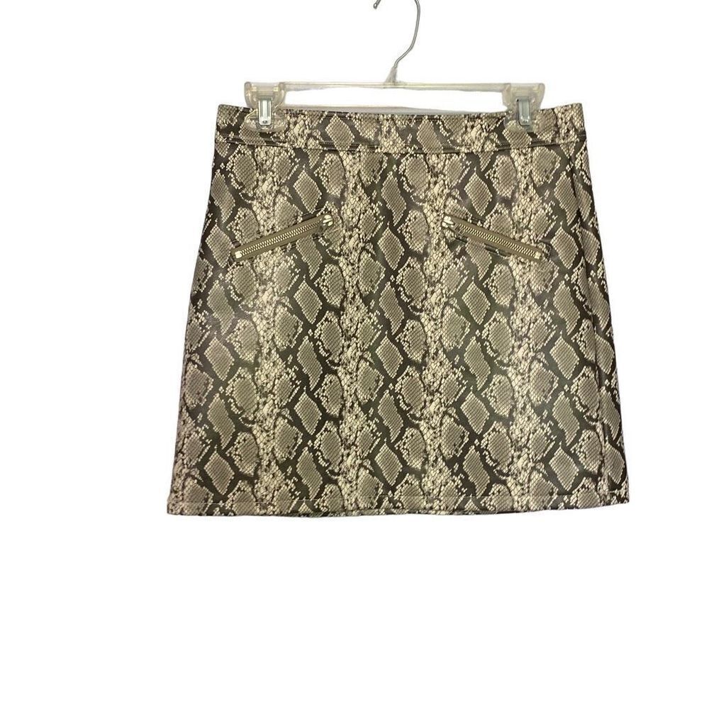 Blank NYC Faux Leather Snake Print Mini Skirt With Front Zippered Pockets